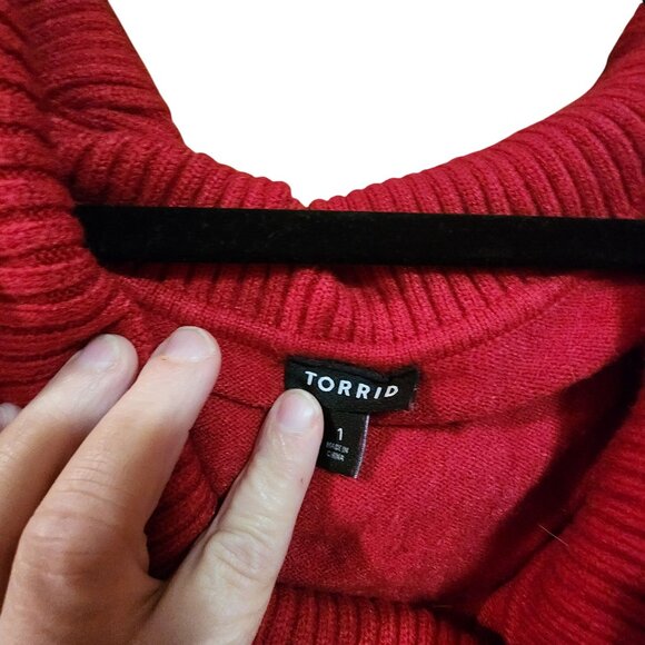 Torrid Womens Red Cowl Neck Sweater Size 1 - Picture 3 of 3
